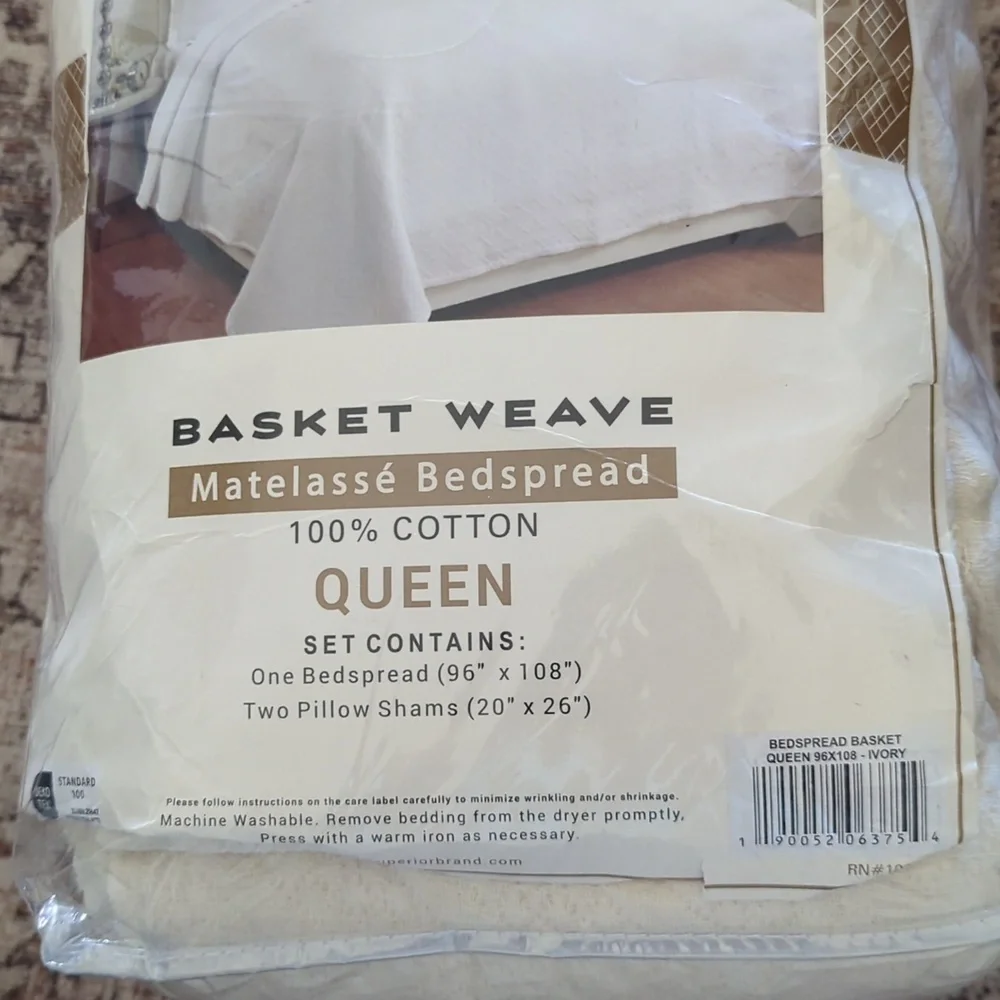 Superior Basketweave Cotton 3 Piece Bedspread Set, Home Decorative Quil Queen